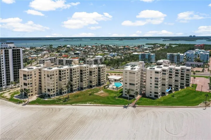 Bird's eye view of a nearby body of water