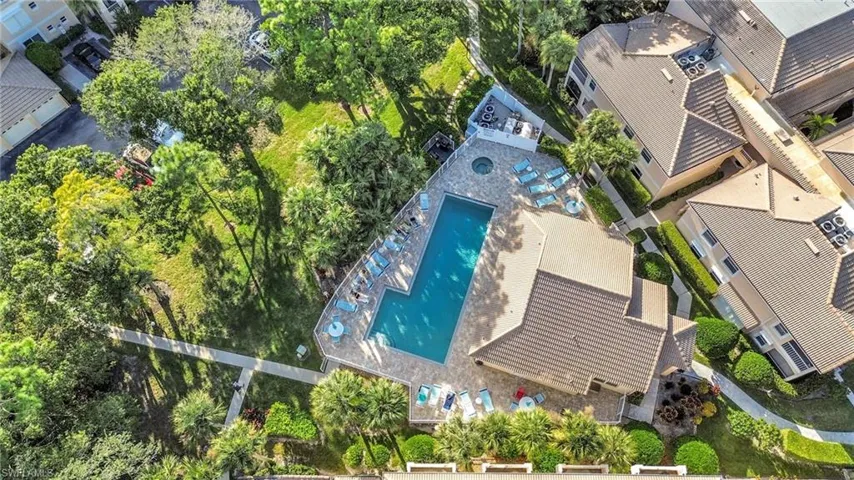 Drone Aerial view of a pool area