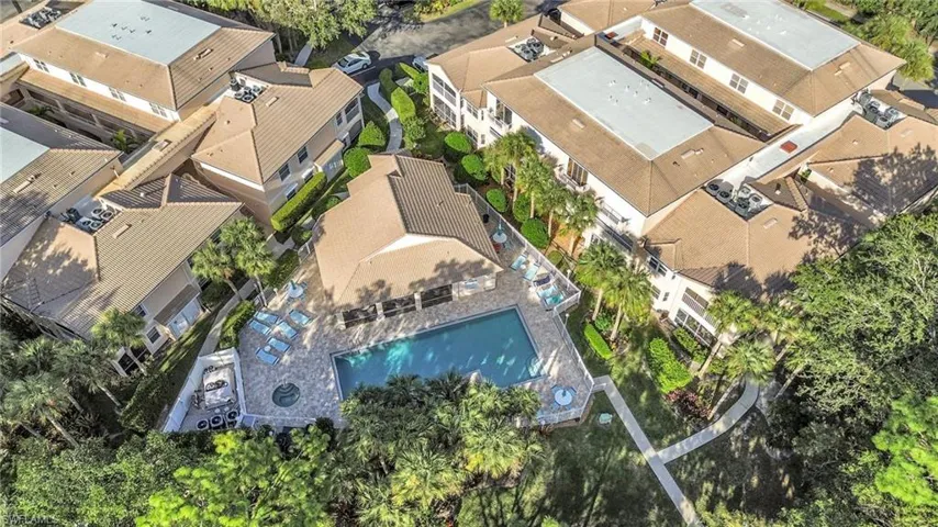 Drone / aerial view of a pool