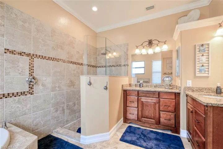 Dual vanities and Oversize Walk-In shower