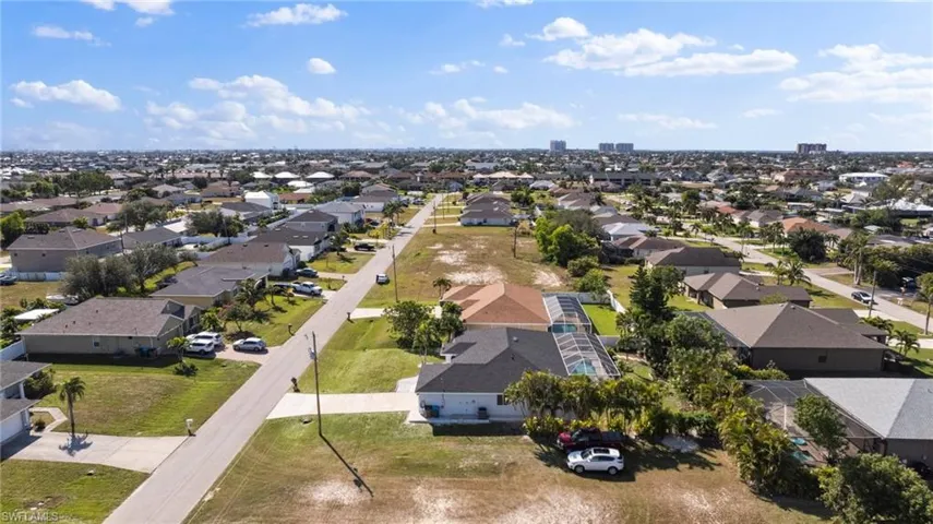 Aerial perspective of suburban area