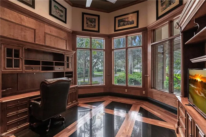 Custom Den with Granite Inlaid Floor
