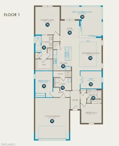 Floor plan with structural options selected
