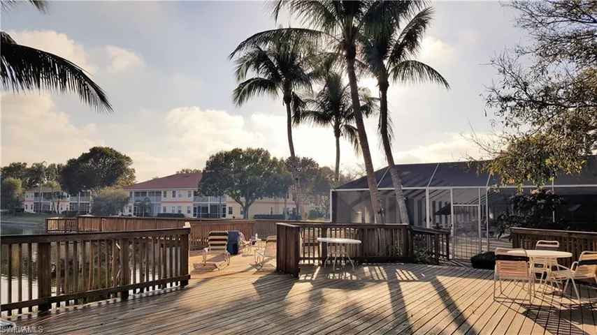 Wooden terrace with a residential view