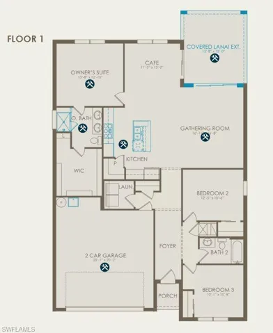 Floor plan with structural options selected
