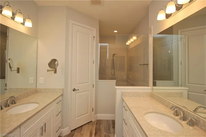 Dual Sink and walk-in Shower