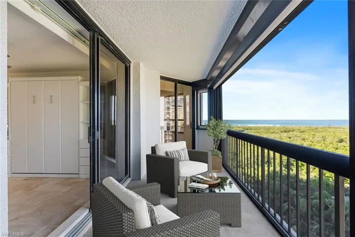Balcony with a water view