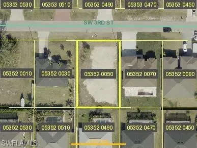 Aerial overview of property's location with property parcel outlined