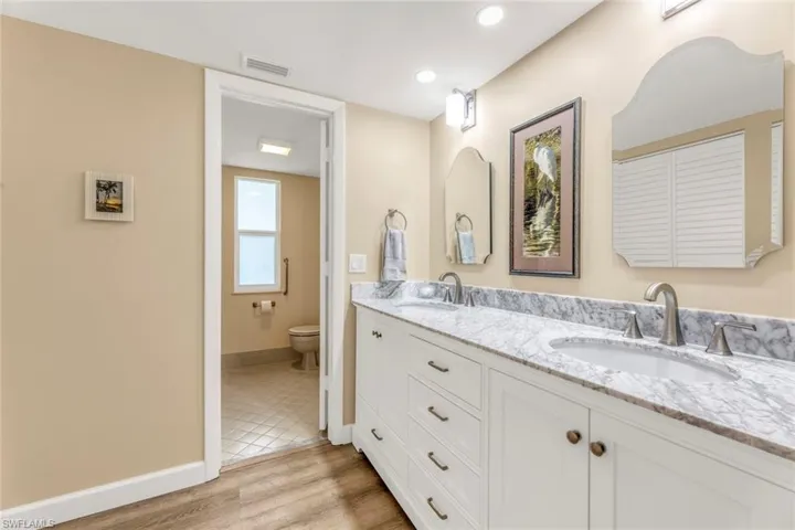 Primary bathroom with double bowl sink