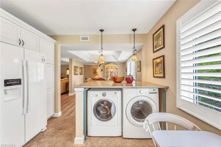 Laundry in kitchen. Cabinet doors covering washer and dryer will be installed.