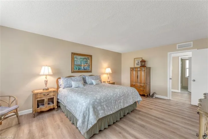 Primary bedroom with entry to ensuite bathroom and large walk-in closet