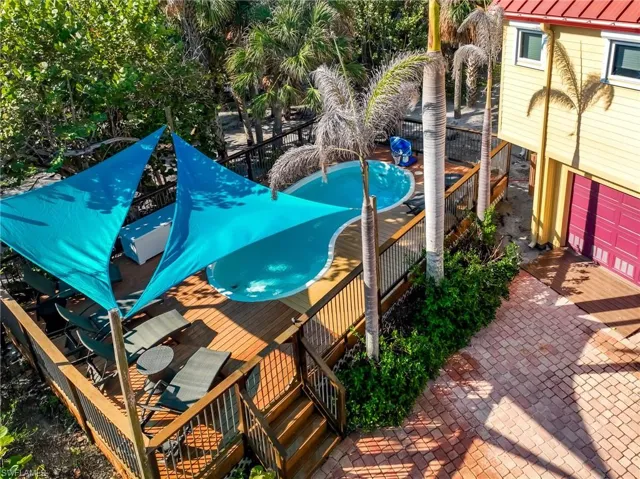 View of swimming pool with fence