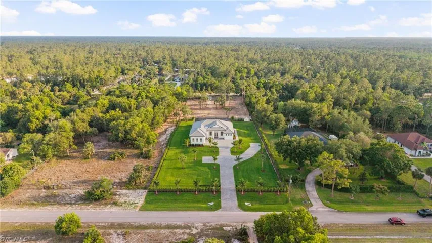 Aerial view with a view of trees