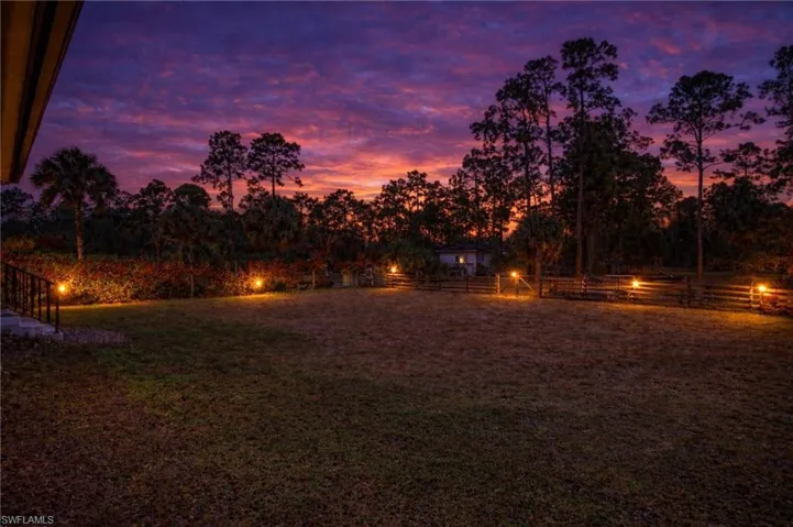 Twilight View of Backyard