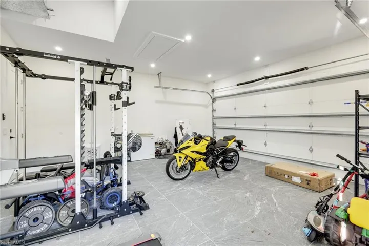 Garage with recessed lighting