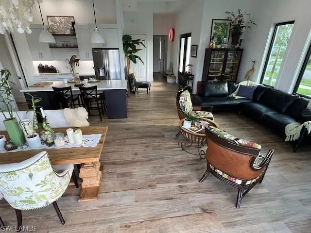 Living room featuring light wood finished floors