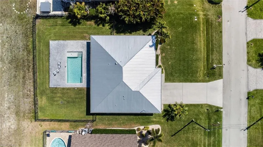 Drone / aerial view of a pool