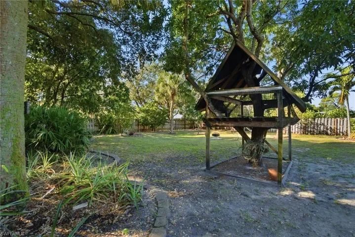 View of fenced backyard