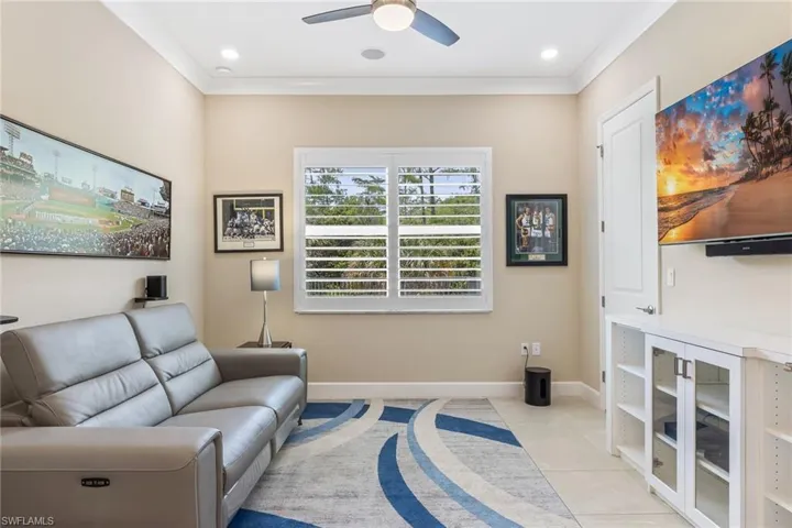 Sports lovers can retreat to the cozy den