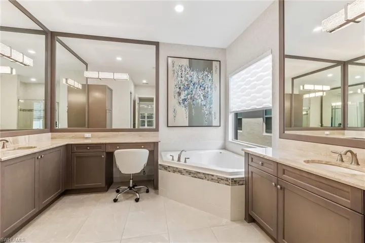 Even the mirrors are finished out with matching frames