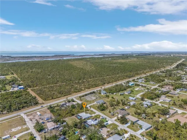 Aerial looking Northwest with Pine Island Sound in the background and the Gulf just past Captiva.