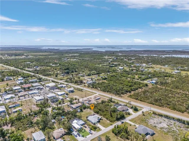 Aerial looking Southwest toward Sanibel and Captiva past Pine Island Sound.