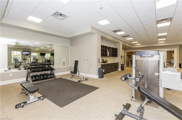 Workout area with a drop ceiling