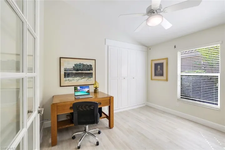 3rd bedroom, currently set up as office.  Murphy bed in closet space.