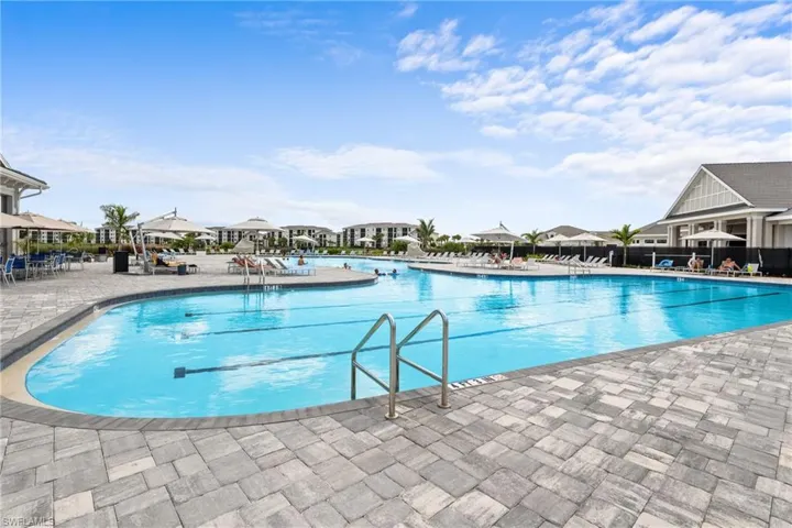 Community pool featuring a patio