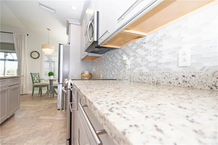 Close up view of the stylish backsplash detail.