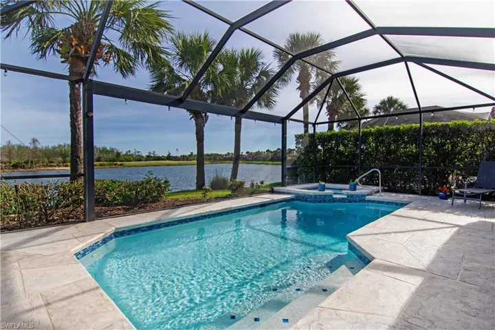 Gorgeous remodeled pool with stamped concrete patio.