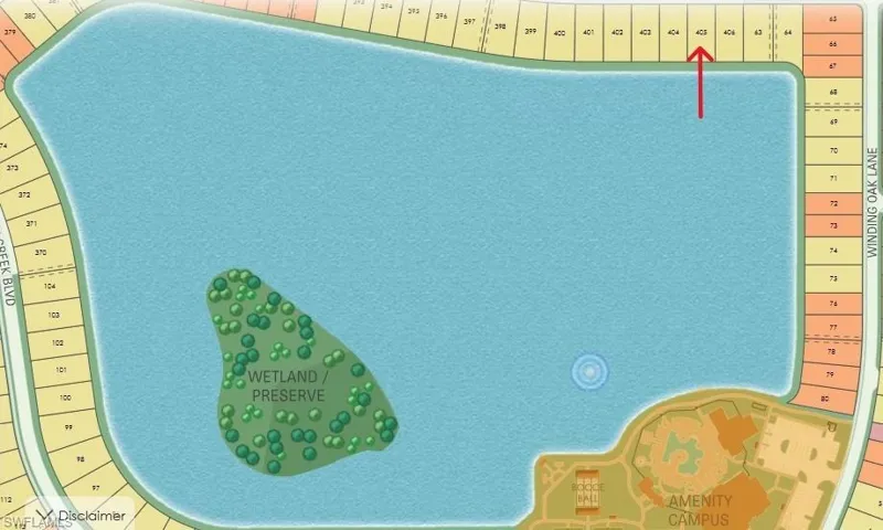 Map location - Lot 405 with South water view