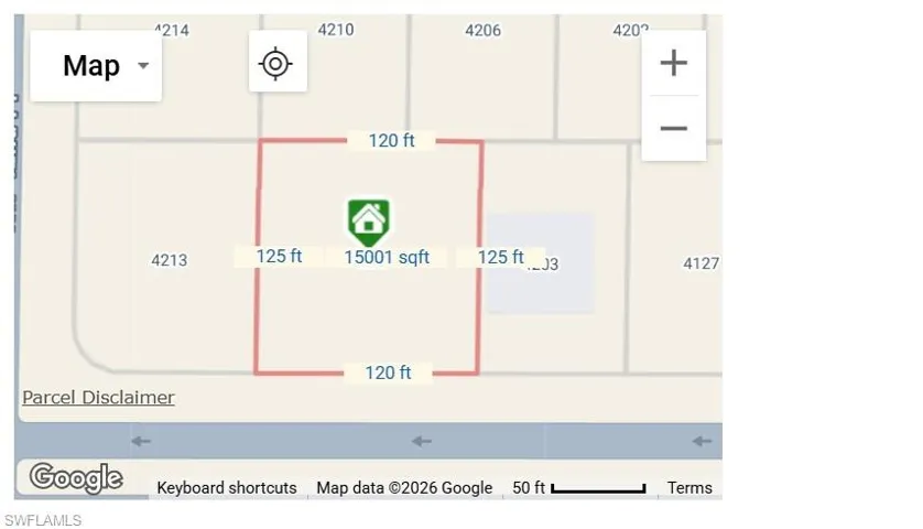 Map showing property parcels