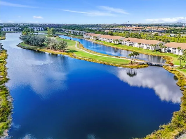 Drone / aerial view of the lake and the 15th hole of our Royal golf course.