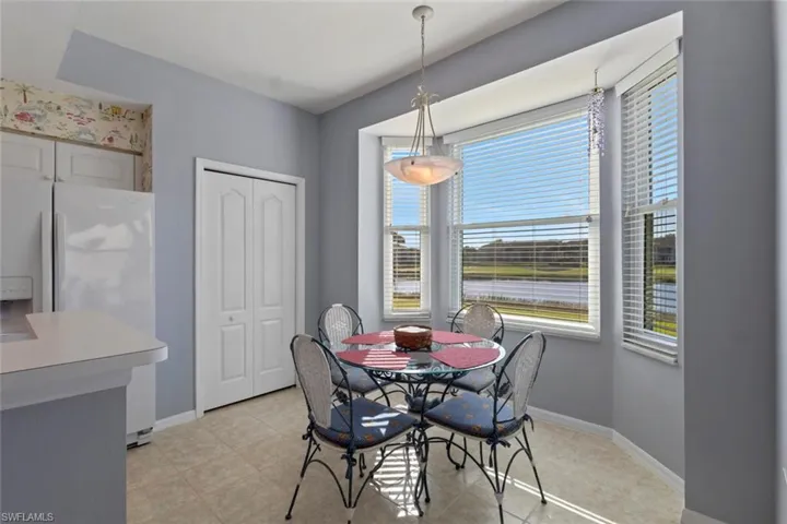 Breakfast nook overlooking the lake and golf course.