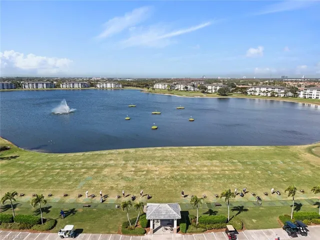 Aerial view of the driving range - practice hitting your golf balls onto the floating islands in the lake