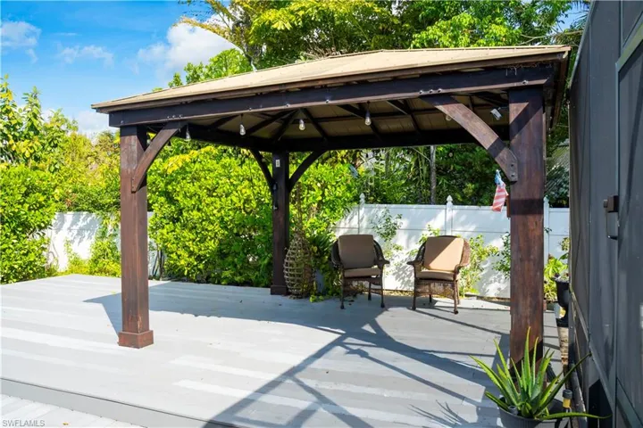 View of patio with a gazebo