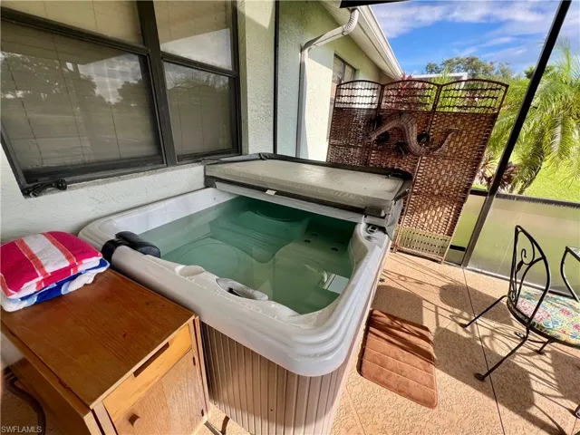 Above ground heated spa.