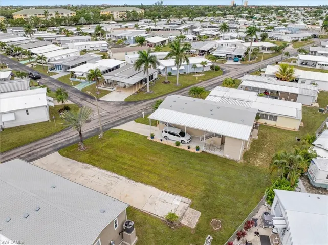 Aerial perspective of suburban area