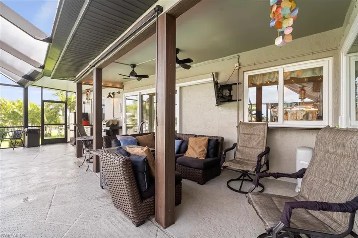 View of patio / terrace featuring ceiling fan