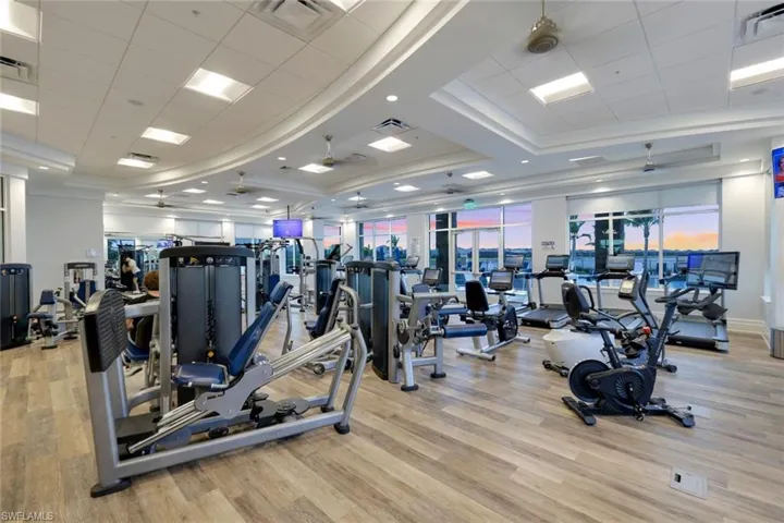 The fitness center at WildBlue.