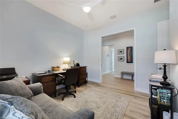 Pocket doors lead out to the foyer.