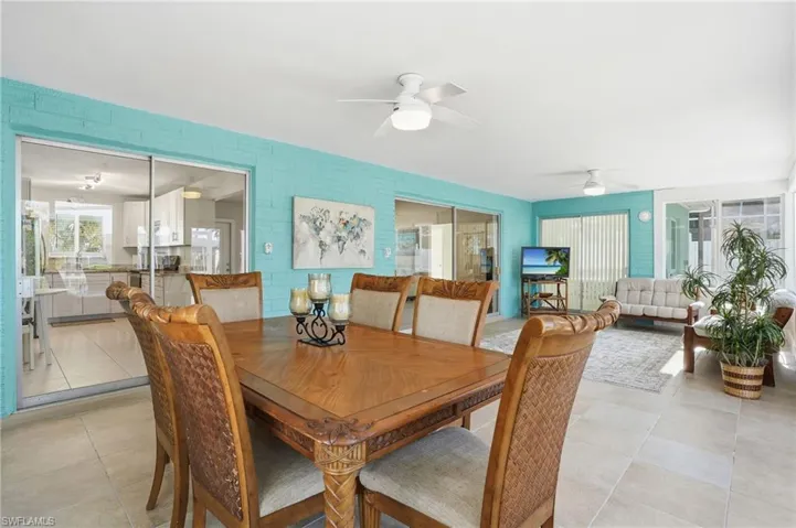 Dining room with a ceiling fan - Virtually Edited Image