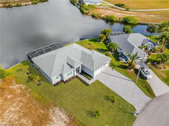 Drone / aerial view of a large body of water