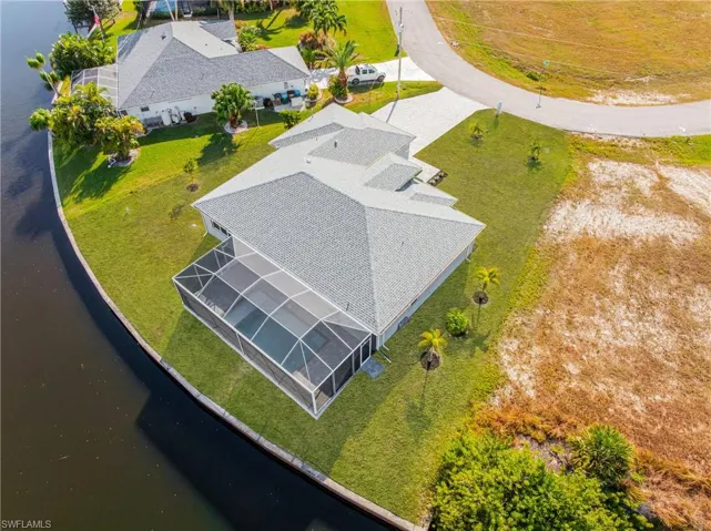 Bird's eye view of a nearby body of water