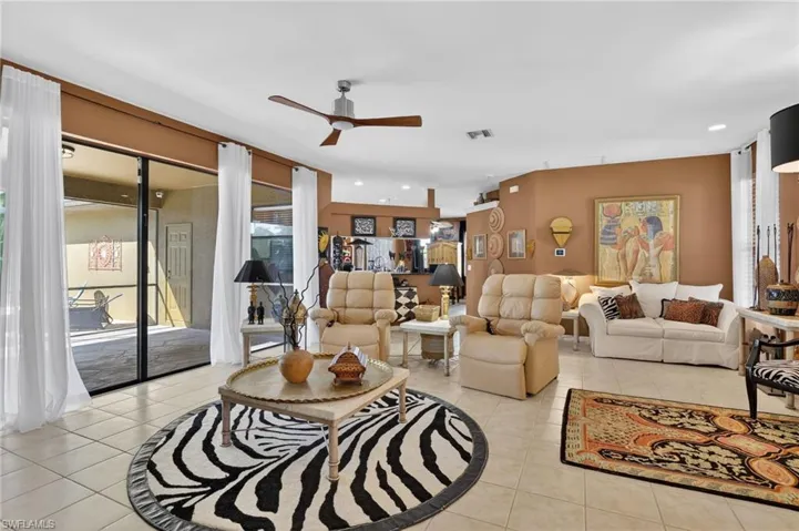 Great room with tile floors