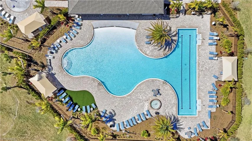 Aerial view of a pool area