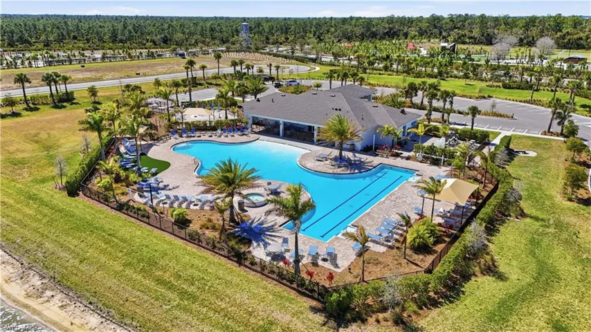 Community pool with a patio area