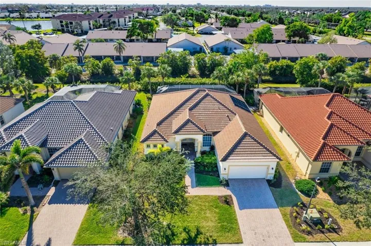 Aerial perspective of suburban area
