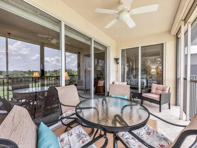 Screened in lanai with ceiling fan